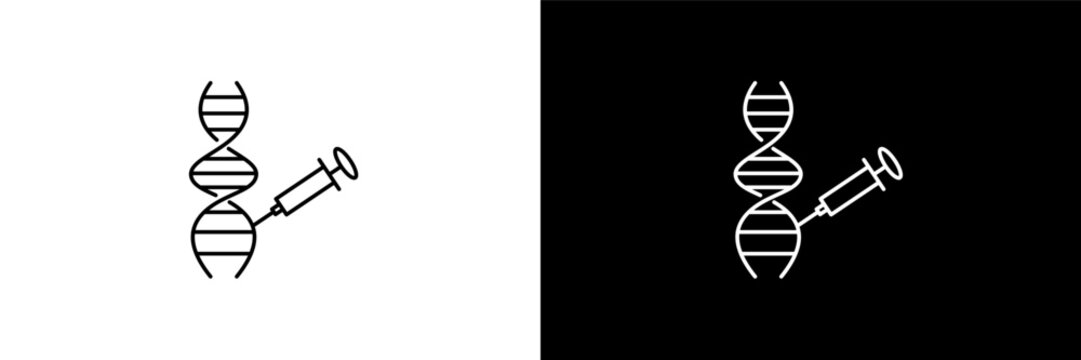 genetic modification outline icons in ai and tech category. White and Black style linear genetic modification icon