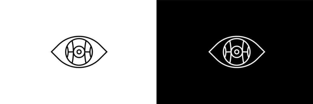 bionic eye outline icons in ai and tech category. White and Black style linear bionic eye icon