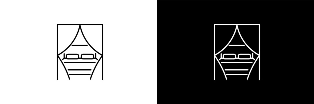 canopy bed  outline icons in furniture category. White and Black style linear canopy bed  icon