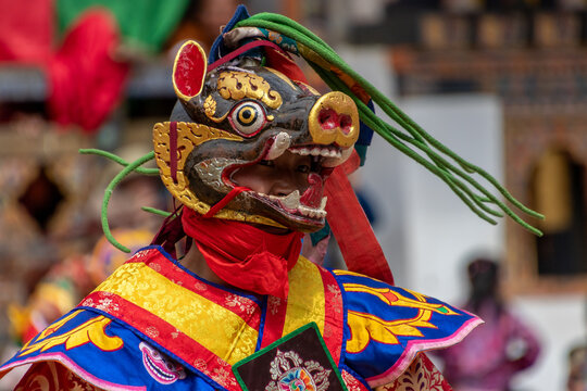 Maske eines T&auml;nzers in Bhutan