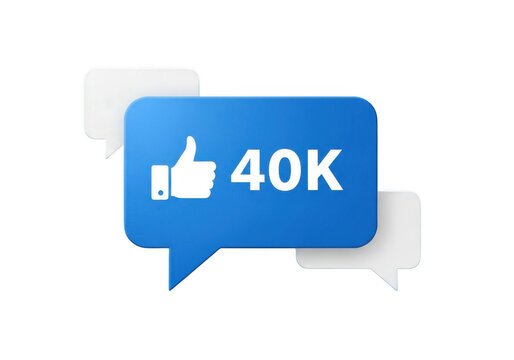 Speech bubble with 40k likes social media icon