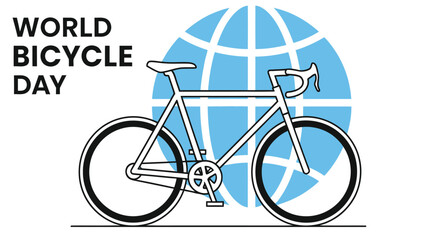 Fototapeta premium Bicycle and world globe illustration for world bicycle day high quality