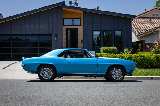 1969 Camaro Chevrolet z28 in front of a house