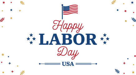 Obraz premium Festive labor day graphic with american flag and decorative elements for holiday promotions