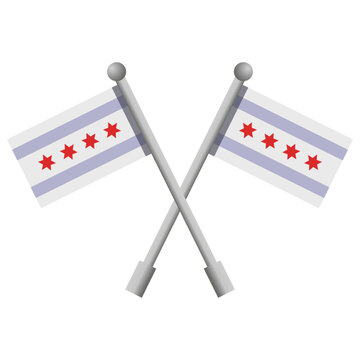 Chicago flag with pole