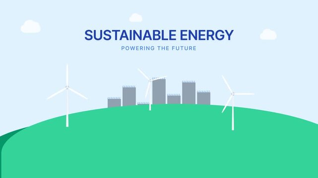 Flat vector animation on the theme of sustainable energy and eco-friendly city