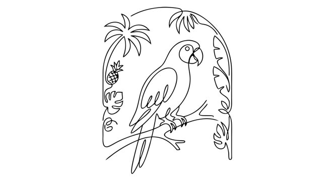 Parrot tropical island colorful border