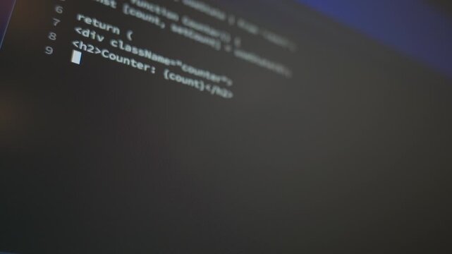Writing React Code on Screen Close Up