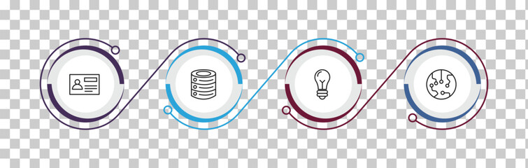 outline technology icons set - user persona, caching, big light bulb, transistor. editable vector for web and mobile ui © IconArt