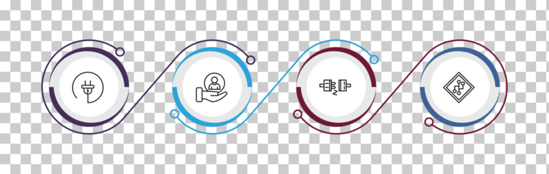 outline technology icons set - electrical plug, client, plugs, version control. editable vector for web and mobile ui