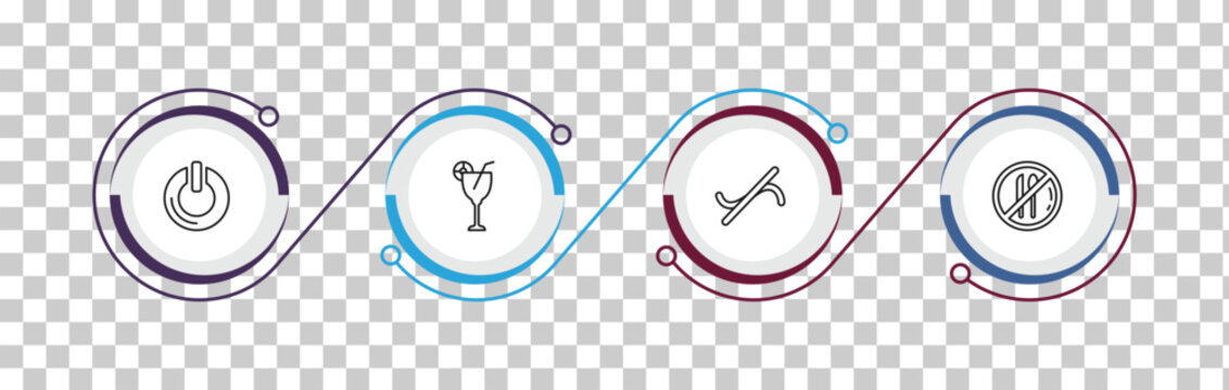 outline signs icons set - power button, drinks, not similar, no food. editable vector for web and mobile ui