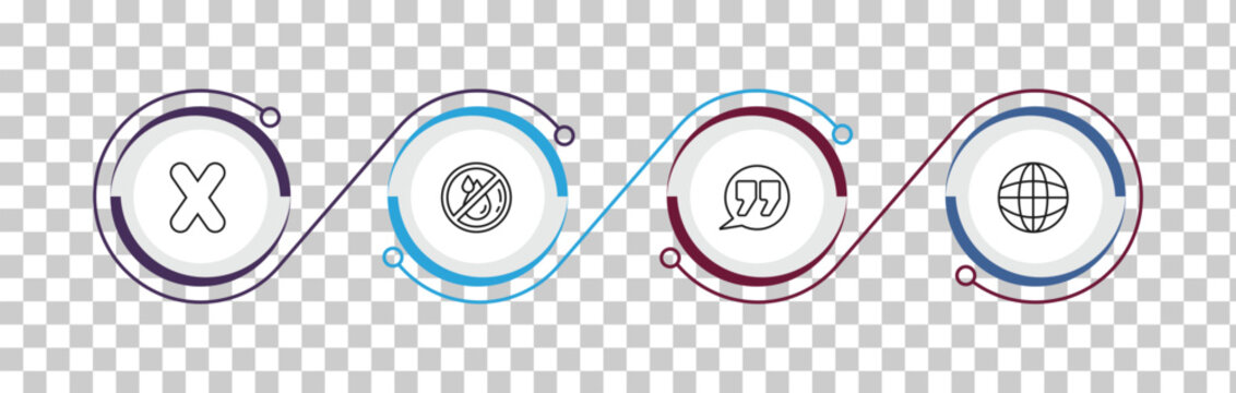 outline signs icons set - no, no water, quotes, grid world. editable vector for web and mobile ui