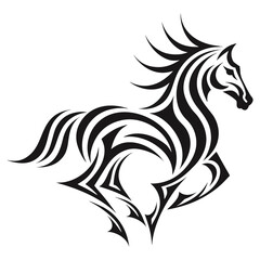Fototapeta premium Tribal style horse silhouette with dynamic swirling lines depicting speed and motion.