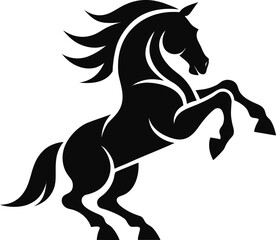 Abstract horse silhouette with flowing mane and dynamic posture for branding. © Pixel Forge Studio