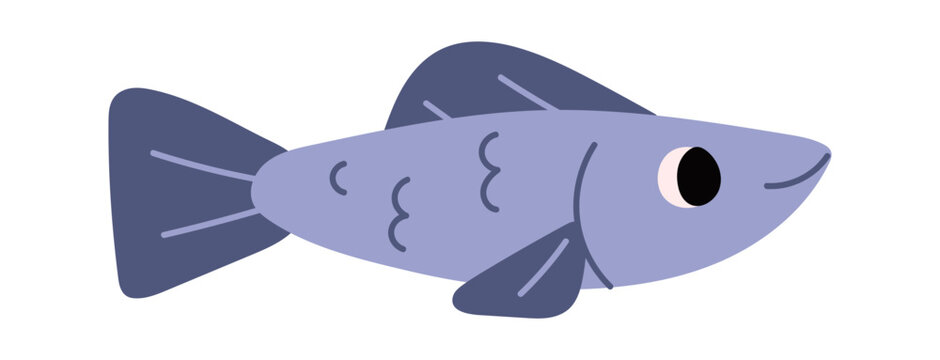 Fish Swimming Side View Cartoon Style