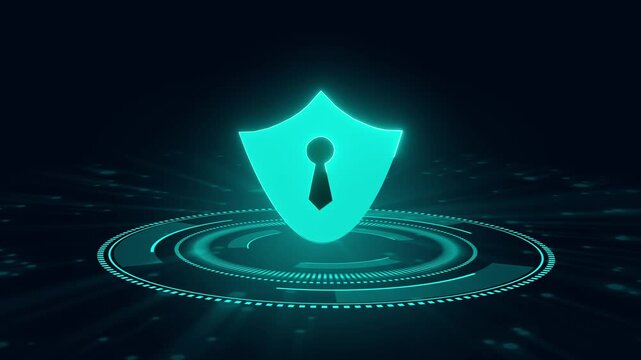 Protective shield symbol safeguards advanced corporate database networks. Secure shield symbol visualizes modern digital encryption keys. Cyber security concept using a secure shield symbol.