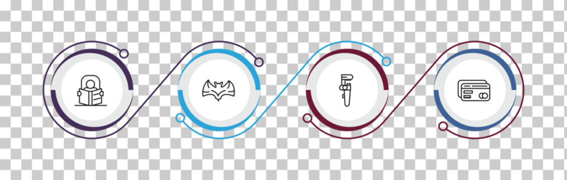 outline other icons set - self learning, branch bat, pipe wrench, abstract business card. editable vector for web and mobile ui