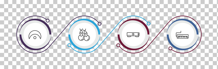outline music and media icons set - fermata, castanets, amplifier, melodica. editable vector for web and mobile ui © IconArt
