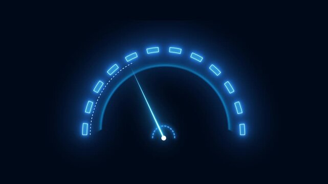Modern speedometer monitors mechanical engine acceleration performance. Industrial speedometer visualizes broadband internet connection speed. Engineering concept with professional speedometer.