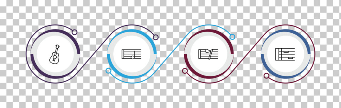 outline music and media icons set - ukelele, half note, eight note rest, whole rest. editable vector for web and mobile ui