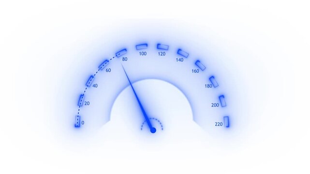 Modern speedometer displays precise mechanical engineering metrics. Industrial speedometer visualizes corporate manufacturing production velocity. Testing equipment with speedometer.