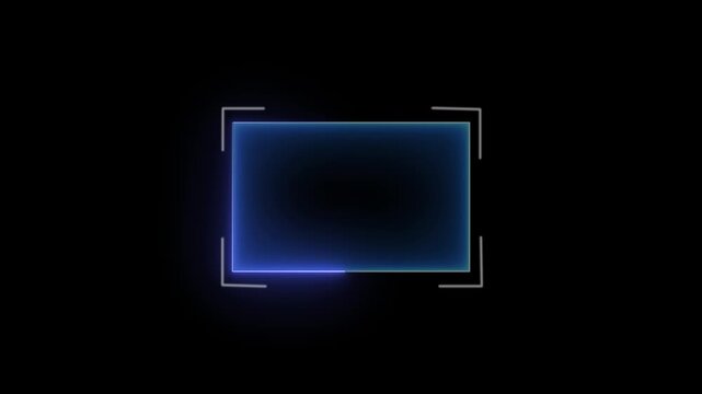 Geometric neon frame provides a modern tech border layout. Seamless neon frame highlights digital media displays. Professional motion graphic design with a neon frame.