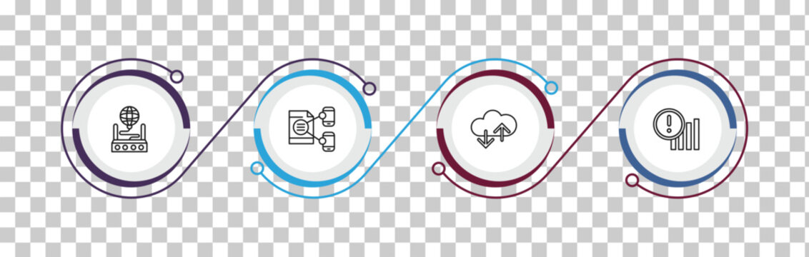 outline internet security icons set - internet connection, data share, cloud, connection error. editable vector for web and mobile ui