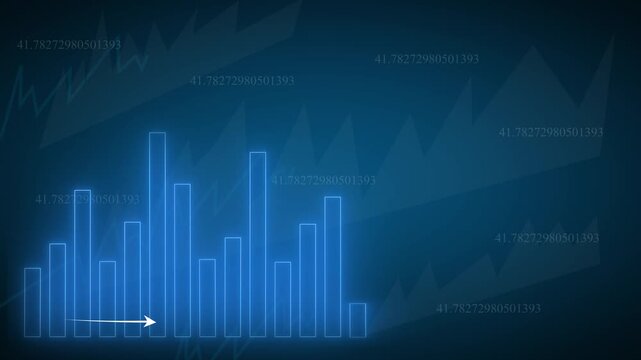 Digital bar chart displays real time corporate analytics data. Interactive bar chart demonstrates modern financial forecasting variables. Economic growth concept using interactive bar chart.