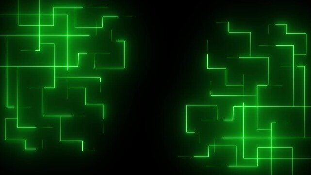 Abstract glowing lines flash across a dark background. Dynamic glowing lines create an energetic motion graphic backdrop. Creative visual effects incorporating vibrant glowing lines.