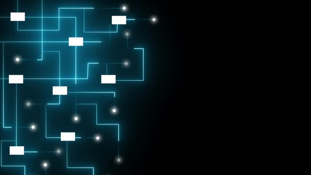 Modern data network links international corporate computer servers. Technological data network visualizes global infrastructure connections. Advanced cloud computing with data network.