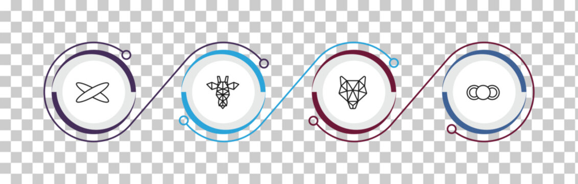 outline geometry icons set - ellipse, polygonal giraffe, polygonal wolf head, front. editable vector for web and mobile ui