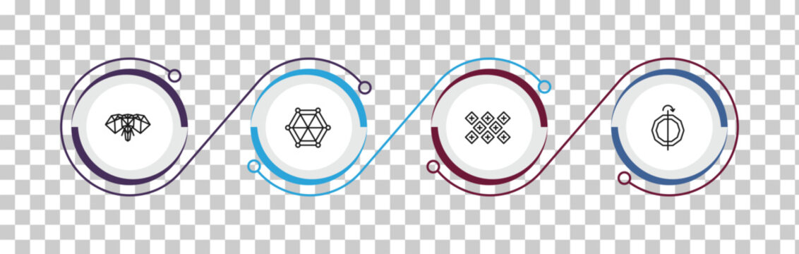 outline geometric figure icons set - polygonal elephant, star of six points, tile, mirror horizontally. editable vector for web and mobile ui