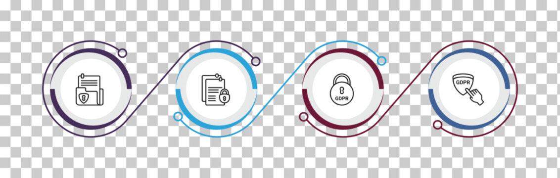 outline gdpr icons set - document, documentation, keylock, finger. editable vector for web and mobile ui