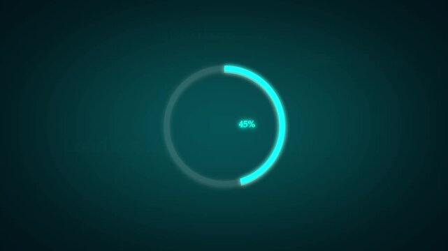 Modern loading circle tracks corporate database file processing percentages. Interactive loading circle monitors website software installation status. User interface showing loading circle.