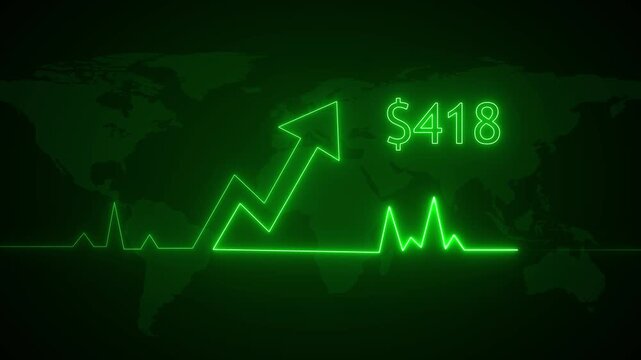 Vibrant dollar signs track rising financial accounting values online. Commercial dollar signs visualize successful investment market trading metrics. Corporate capital wealth with dollar signs.