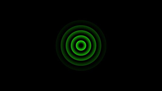 radio wave signal animated on black background. Digital radio waves circle diffusion. redio wave green color animation. icon black background.4k video 