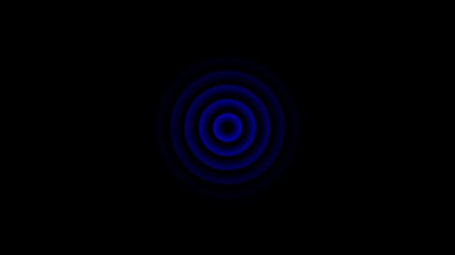 radio wave signal animated on black background. Digital radio waves circle diffusion. redio wave blue color animation. icon black background.4k video 