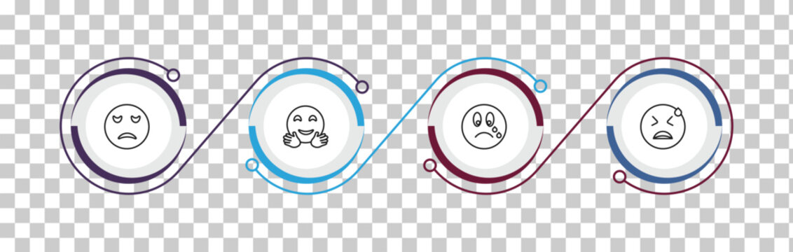 outline emoji icons set - sad emoji, hugging emoji, cry desperate editable vector for web and mobile ui