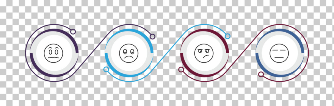 outline emoji icons set - silent emoji, slightly frowning emoji, annoyed expressionless editable vector for web and mobile ui