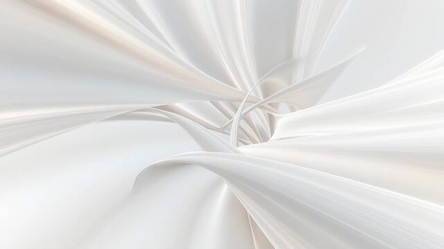 Abstract flowing white curves in smooth minimal style on bright background, conveying purity and elegance themes