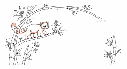 Red panda bamboo cute border © evavynnyk