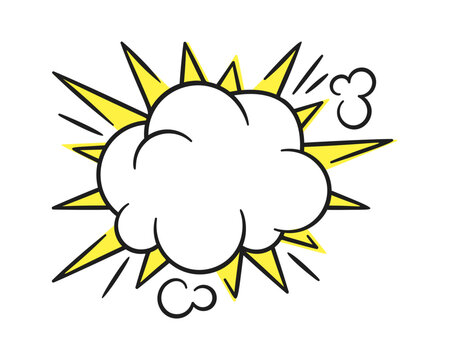 Explosion Boom Cloud With Burst Cartoon