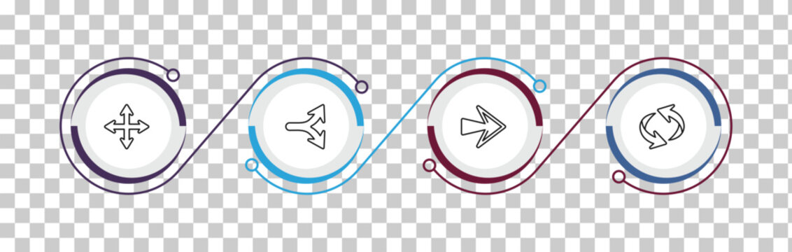 outline arrows icons set - drag, horizontal split, right, undo arrow. editable vector for web and mobile ui