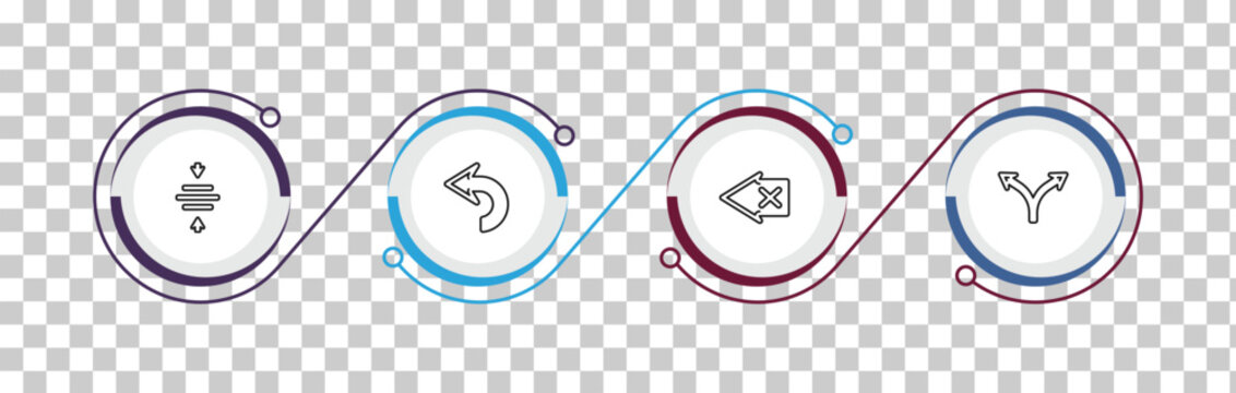 outline arrows collection. thin icons set - center align, backward arrow, backspace, divide. editable vector for web and mobile ui