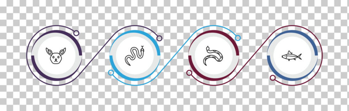 outline animals icons set - jerboa, cottonmouth, copperhead, salmon. editable vector for web and mobile ui