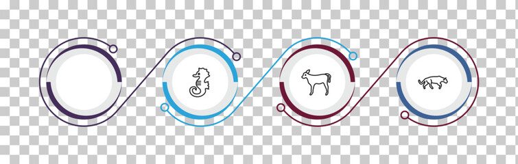 outline animals icons set - hippopotamus, sea horse, calf, panther. editable vector for web and mobile ui © IconArt