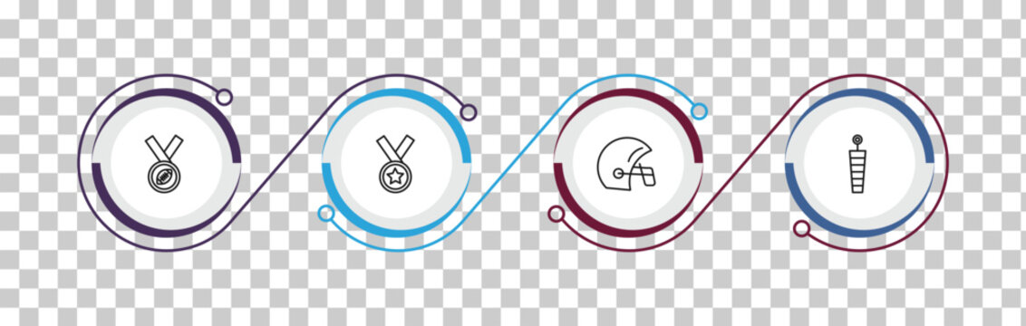 outline american football icons set - american football medal, football medal, helmet, yard marking. editable vector for web and mobile ui