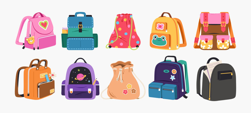 Backpack Collection Set School Accessories Cartoon