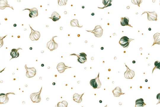 Minimal Garlic Herb and Salt Seamless Pattern with Airy Negative Space, Modern Organic Design