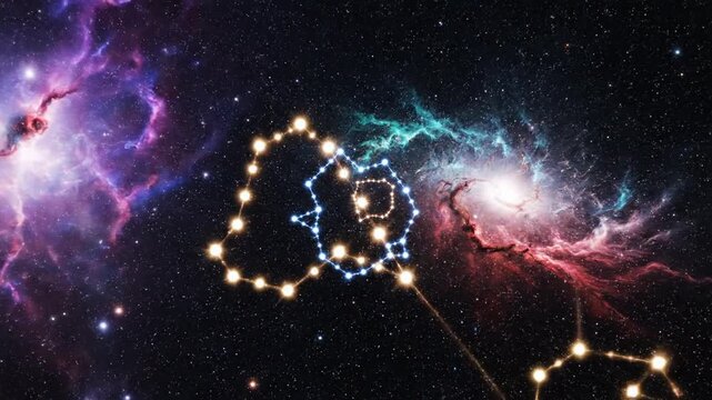 Glowing constellations and colorful nebula in deep space